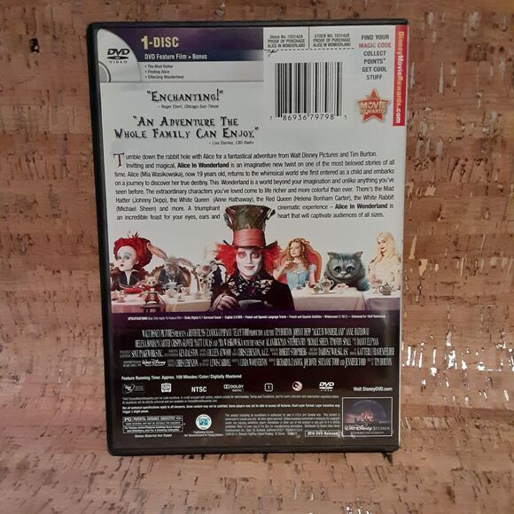 Alice in Wonderland Movie DVD Johnny Depp Disney Original box Family movie night - Picture 2 of 3